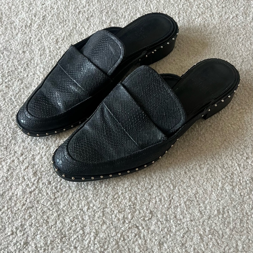 Women's Black Loafer Mules
